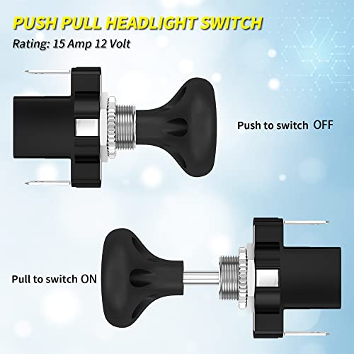 Joinfworld Golf Cart Light Switch Push/Pull Type 12 Volt Universal Headlight Switch Button For Club Car, Ezgo, Yamaha - 2 Pcs #TOP2