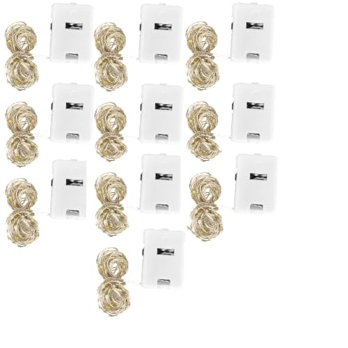 10 Fio De Fada Cobre Prata Com 20 LEDs A Bateria 3 Funções Amarelo