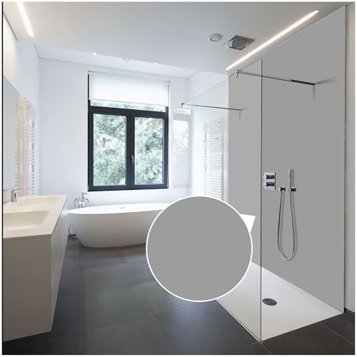 WALLando Panneau mural de douche (Gris clair / 250 x 100 cm) – Panneau en PVC facile à installer & résistant à l'humidité – Revêtement mural premium...