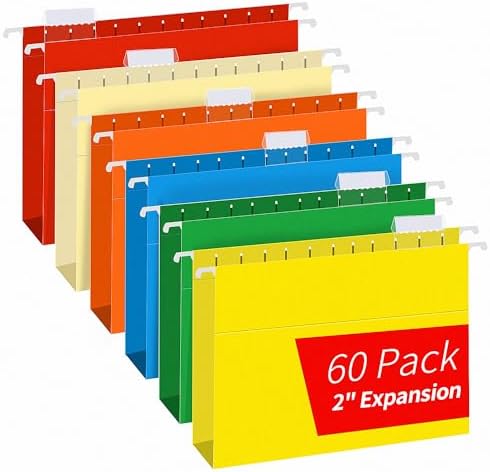 Extra Capacity Hanging File Folders, RAZCC 60 Pack Letter Size Re...