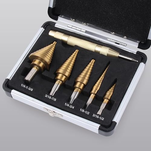 image for Yangoutool Step Drill Bit Set, 6PCS Titanium High Speed Steel Step Dri