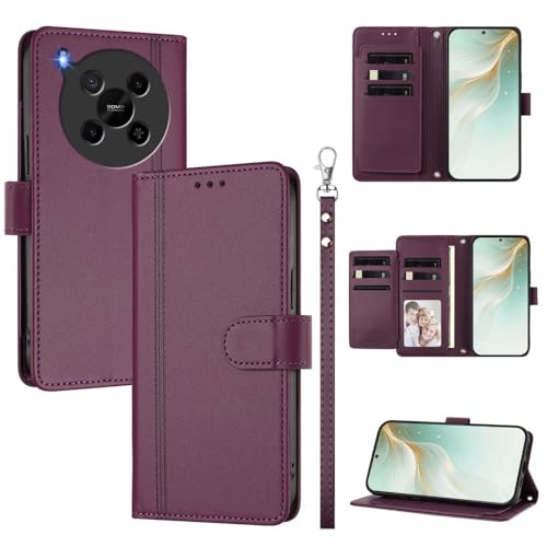 Étui ZTE Blade A56 Pro violet foncé en cuir à rabat style portefeuille