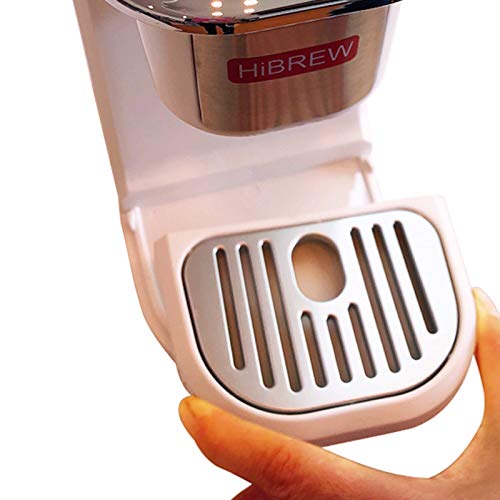 HiBREW Single Serve White Compact K Cup Coffee Brewer Coffee Maker for Travel Camping Compatible Ground Coffee (including Reusable K Cup and 50 Disposable Filters)