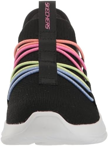 Skechers Girls Ultra Flex 3.0-Bungee Fun Sneaker, Black/Multi, 3.5 Big Kid | Image 1
