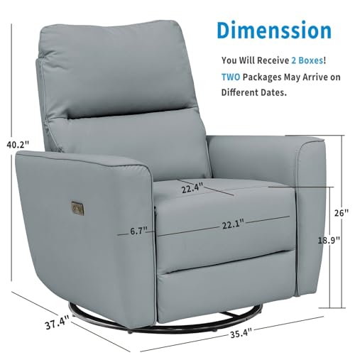 Sillón reclinable eléctrico gris de una plaza miniatura 3