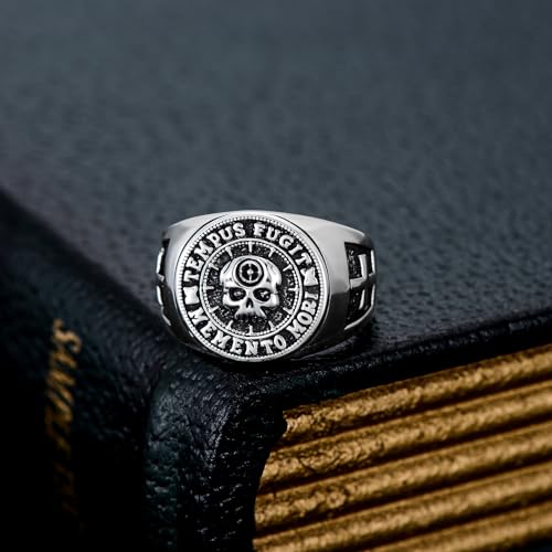 PROESS Memento Mori Ring 925 Sterling Silver Skull Ring Memento Mori Jewelry Gifts for Men Father Husband for Christmas Birthday3