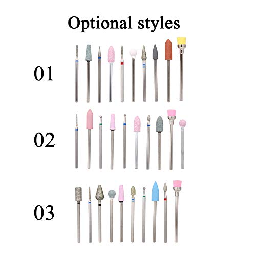 Henniu 10 pçs Brocas para Unhas Limpador de Cutículas Poeira Broca Escova Arquivo de Polimento Rotat