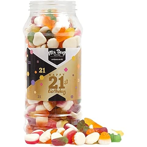 Mr Beez Sweets | 21st Birthday Gift | Jelly Mix | Choice of Classic Retro Sweets Available | 23x9cm | 700 Grams Cover