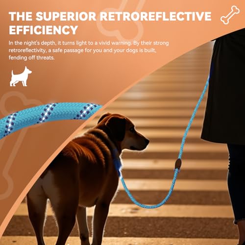 Hundeleine 3 M Verstellbare Schleppleine für Mittel- & Großhunde(20-60kg), Reflektierende Freihandleine mit 2 Karabiner, Doppelleine aus Robustem Nylon, 200 kg Extreme Kraft