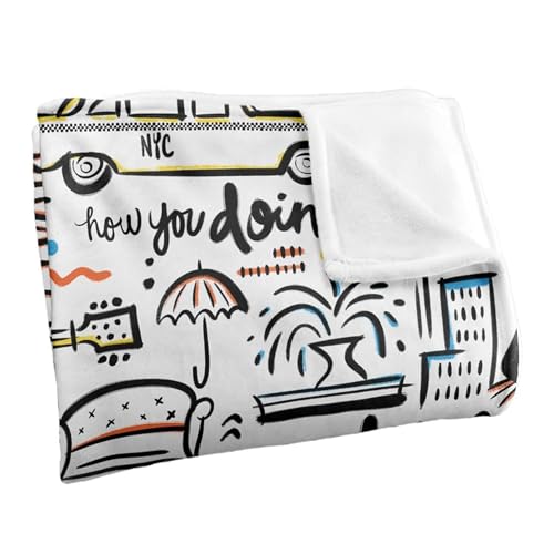 The Northwest Company Friends Fleece Throw Blanket - Friends TV Show How You Doin' & Pivot NYC Fleece Throw Blanket, Soft and Cozy Lightweight Plush Fabric Bed Cover and Room Décor - Size 45"x 60"