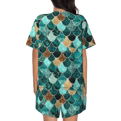 Pyjama sirène femme avec poches | Vêtement de nuit court et ultra doux - 4