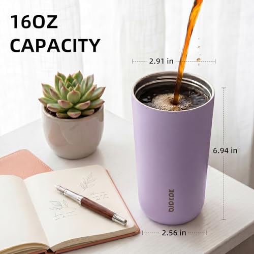 Image of BJPKPK 3 Pack 16oz Insulated Coffee Mug, Stainless Steel Tumbler, Leakproof