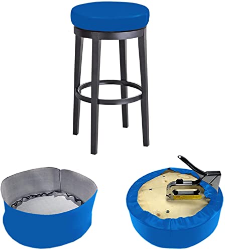 Bar Stool Top Replacement Cover Only Round DIY Staple-On Heavy Duty Commercial Vinyl Restaurant Office Medical (19 inch Diameter, Ocean Blue)