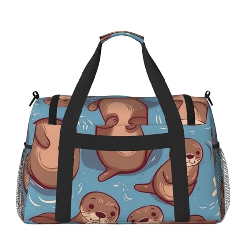 Animal Cute Brown Otters Travel Duffel Bag Lightweight Waterproof Carry On Tote Bag Foldable Weekender Overnight Bags Sport Gym Bag For Women Men2