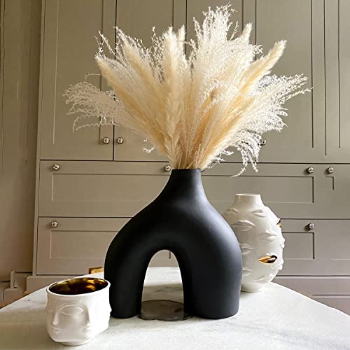 Black Vases Home Decor, Large Black Vase, Black Ceramic Vase, Boho Vase, Decorative Vase, Modern Farmhouse Decor, Tall Matte Black Vase For Living Room, Bookshelf, Mantel, Table, Fireplace Decor #TOP4