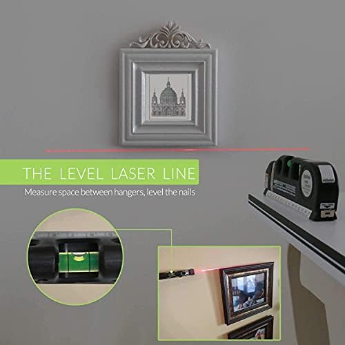 Laser Level Multi Tool, Multipurpose Cross Line Laser Leveler Kit Tools with Metric Rulers 8ft/2.5M for Hanging Pictures Cabinets Tile Curtains Walls by Qooltek - 4