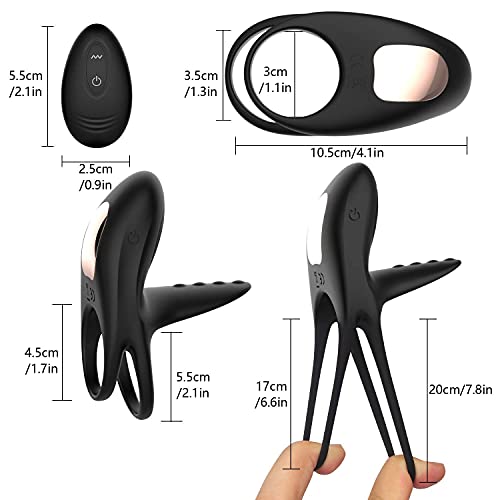 Enlove Dual penisring vibrator met afstandsbediening, 10 vibrators voor clitoris siliconen cockring clitorisstimulator rekbaar penisringen testikelringen paar vibrator seksspeelgoed voor mannen paren - Afbeelding 6