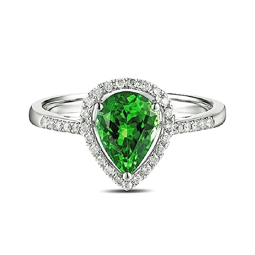 Alliance mariage femme argent 925 avec pierre goutte d'eau verte