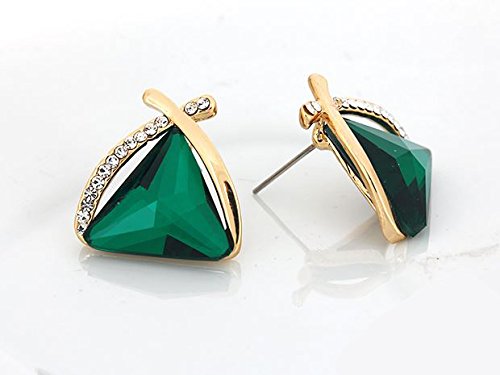 Crystal Plated Cubic Zirconia Stud Earrings for Women