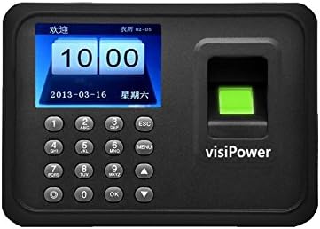 Front view of the visiPower Fingerprint Attendance Machine with screen, keypad, and fingerprint scanner.