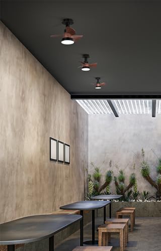 Ventilateur plafond noyer avec télécommande éclairage LED E27