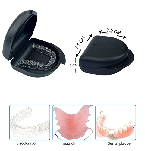 Image of Dentosmile Dental Orthodontic Retainer /Aligner Case /Box /Mouth Guard and Denture Storage in Black Colour (1)