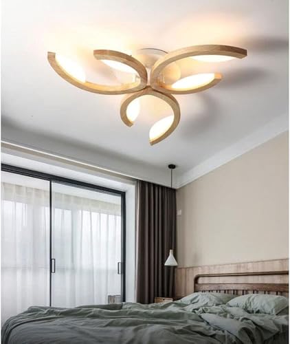 Plafonnier LED en bois massif à intensité variable pour salon - 2
