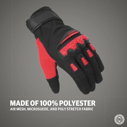 Image of Royal Enfield Urban Hustler V2 Riding Gloves 100% Polyester Air Mesh for Ventilation | TPR Knuckle Protectors | Microsuede Grip Patch | Poly Stretch Fabric for Better Flexibility RED 2XL 24CM