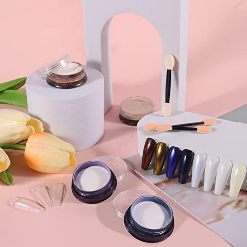 Allstarry Chrome Nail Powder 4 Colors Iridescent Aurora Powder Metallic Mirror Effect Pigment Pearlescent Purple Mermaid Glitter Unicorn Glitter For Nail Art Manicure Decoration Home Diy Salon #TOP5