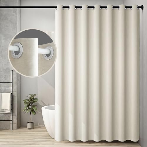 Extra Long Shower Curtain, 84 Inch Length, Fabric Hookless Modern Shower Curtain, Extra Long Cloth Shower Curtain for Bathroom (84