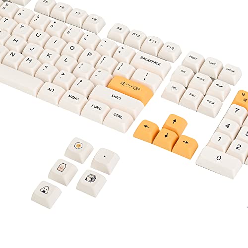 Image of Guffercty kred 140-Key Honey Milk PBT Keycaps XDA 65 Percent TKL for 100 Percent 60% Mechanical Keyboard (Honey Milk-English)