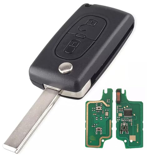 LAKAMODO Clé électronique Vierge à Programmer 2 Boutons Compatible pour Peugeot 207 307 308 SW 407 Partner pour Citroen C2 C3 C4 C5 CE0536 ID46 (CE0536 -...