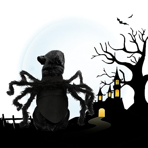 Spinnenkostüm für Haustiere, Halloween, pelzig, riesige Simulationsspinne, Bekleidung für Katzen und kleine bis mittelgroße Hunde, Halloween-Party, Verkleidung, Festival, Dekoration, Cosplay-Kostüm