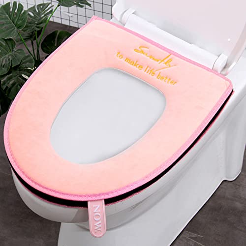 lylqmy Toilettensitzbezug, warm, waschbar, dick, Plüsch, mit Griff und Reißverschluss,nadaje się do ponownego użytku, do domu, biura,1 sztuki Cover