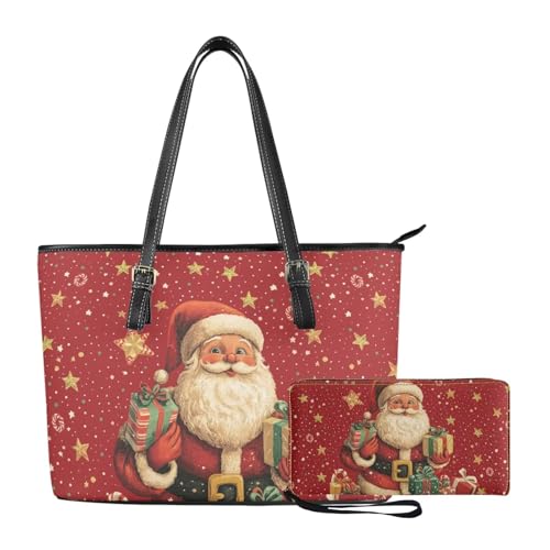 HUGS IDEA Leather Tote Purses for Women Handbags with Wallet Set Top Handle Satchel Shoulder Bags