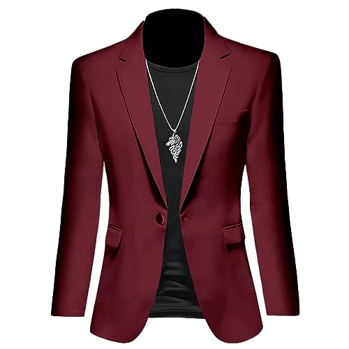 Mens Blazer,Men's One Button Suit Jacket Slim Fit Casual Wedding Dinner Party Suit Jacket for Men