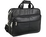 Black Leather Laptop Softside Briefcase (#48)