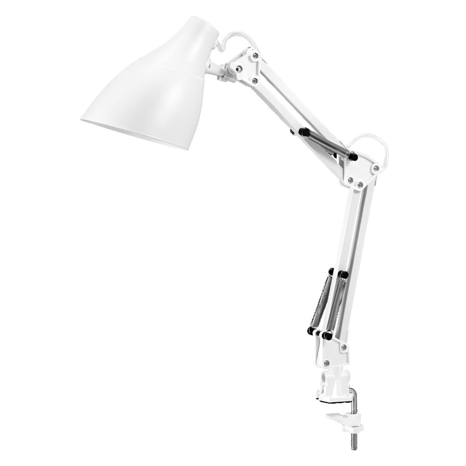 Licht-Erlebnisse Klemmleuchte Metall Weiß E27 verstellbar modern funktional Schlafzimmer Büro Arbeitszimmer H:40 cm Tischleuchte Schreibtisch