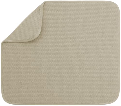 Image of S&T INC. Dish Drying Mat, 16 inch x 18 inch, Absorbent Microfiber Kitchen Counter Mat, Dish Drying Pad for Dishes, Utensils, Pots and Pans, Large, Pure Cashmere