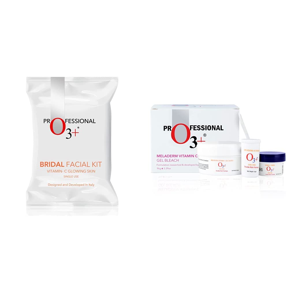 O3+ Bridal Facial Kit Vitamin C Glowing Skin for Bright and Radiant Complexion Suitable for All Skin Types 136g + O3+ Meladerm Vitamin C Gel Bleach for Skin Whitening and Hair Lightening 96g-picture-10