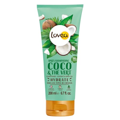 LOVEA - Après-Shampooing - Coco & Thé Vert - Hydrate & Démêle - Cheveux Tous Types - 96% d'Origine Naturelle - Sans Silicone - Vegan - Fabriqué en France - 200 ml