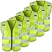High Visibility Safety Vest for Men ，Class 2 Hi Vis Vest with Pockets, Reflective Vest for Construction Work, Volunteer, Cycling, Yellow XL 5 Pack