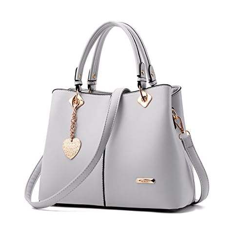 Tisdaini Women's Handbags Fashion PU Leather Cross-Body Top-Handle Business Gray Cover
