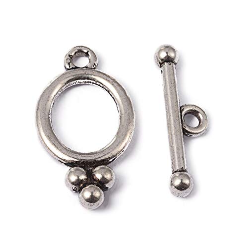 Pandahall 20 Sets Tibetan Style Alloy Toggle Clasps 22x11.5mm Antique