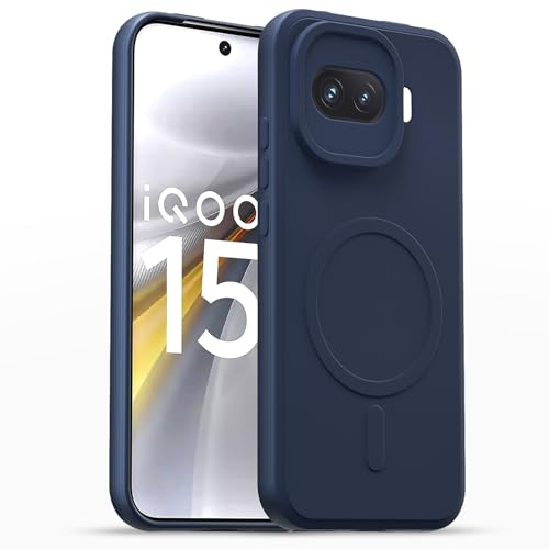 Image of Pikkme Back Cover for iQOO 15R 5G Soft Matte Silicone Mag-Safe Design (Mag-Safe Not Support) Camera Protection | Slim Fit Bumper Cover (Blue)