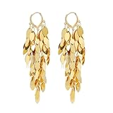 Long Gold Dangle Earrings For Women, Gold Fringe Chandelier Earrings Punk Metal Chain Earrings Hypoallergenic Lightweight Tassel Drop Earrings (Fringe)