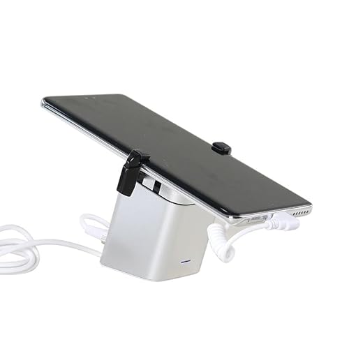 Mobile Phone Security Display Stand with Anti-Theft Alarm, Charging Dock with Clamp Lock (White, Type-c)