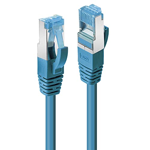 LINDY 0.5m CAT6a S/FTP LSZH Snagless Gigabit Ethernet Cable, Blue