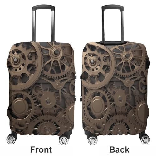 Steampunk Mechanical Gears Luggage Cover, Washable Elastic Suitcase Cover Protector Fit 18-32 Inch Luggage3