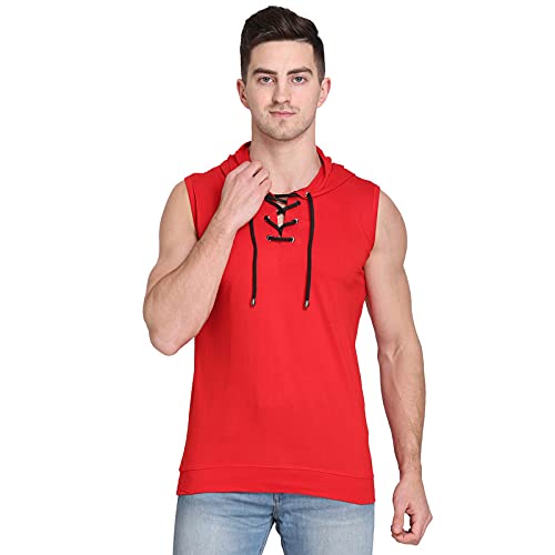 Image of Solid Men Hooded Neck Grey T-Shirt